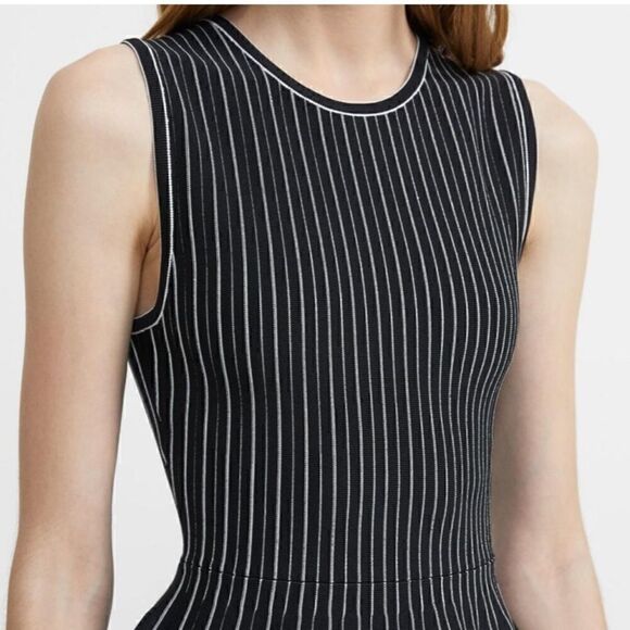 THEORY peplum shell black stripe lustrate new sz M - Picture 6 of 14